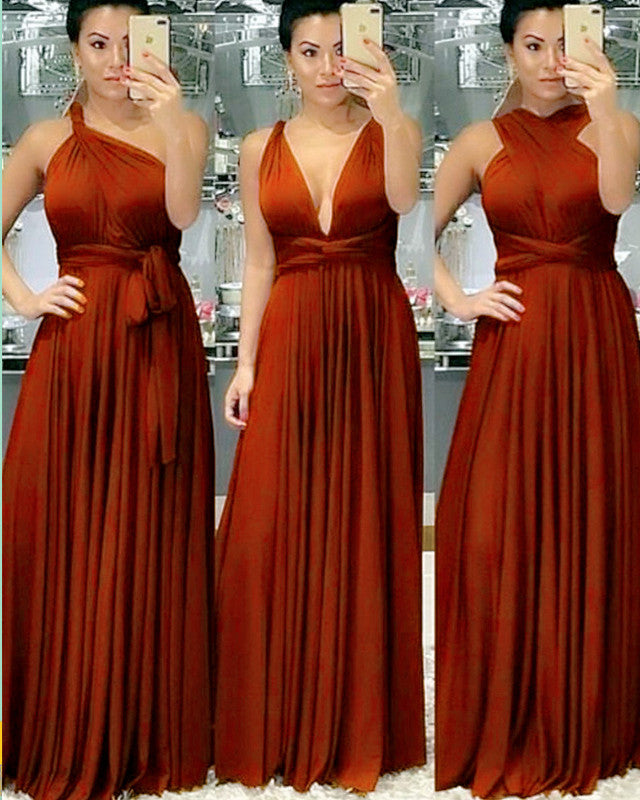 Rust Orange Convertible Dress For Bridesmaids – alinanova