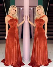 Load image into Gallery viewer, Rust Velvet Bridesmaid Dresses