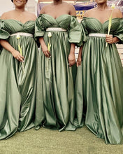 Load image into Gallery viewer, Sage Green Bridesmaid Dresses Flutter Sleeve