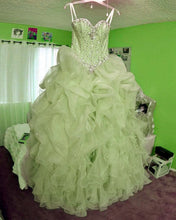 Load image into Gallery viewer, Sage Organza Quince Dress