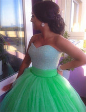 Load image into Gallery viewer, Sage Green Plus Size Prom Dresses Sweetheart Corset Ball Gown