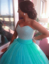Load image into Gallery viewer, Sage Green Plus Size Prom Dresses Sweetheart Corset Ball Gown