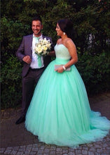 Load image into Gallery viewer, Sage Green Plus Size Prom Dresses Sweetheart Corset Ball Gown