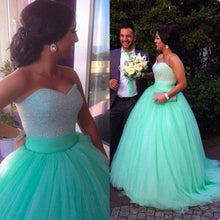 Load image into Gallery viewer, Sage Green Plus Size Prom Dresses Sweetheart Corset Ball Gown