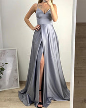 Load image into Gallery viewer, Silver Bridesmaid Dresses Long