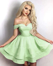 Load image into Gallery viewer, Short Satin V-neck Ruffles Homecoming Graduation Dress For Girl