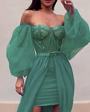 Load image into Gallery viewer, Sage Green Corset Prom Dress
