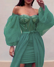 Load image into Gallery viewer, Sage Green Corset Prom Dress