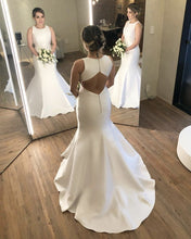 Load image into Gallery viewer, Satin Open Back Wedding Mermaid Dress