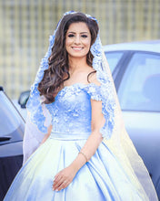 Load image into Gallery viewer, Light Blue Wedding Dress Ball Gown