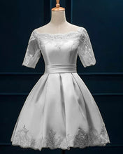 Load image into Gallery viewer, Short Sleeved Homecoming Dresses Silver