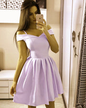 Load image into Gallery viewer, Lilac Satin Homecoming Dresses 2019