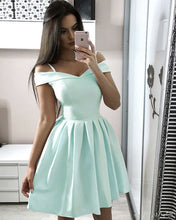 Load image into Gallery viewer, Mint Green Satin Homecoming Dresses 2019