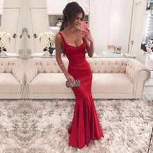 Load image into Gallery viewer, Satin V-neck Corset Mermaid Evening Dresses

