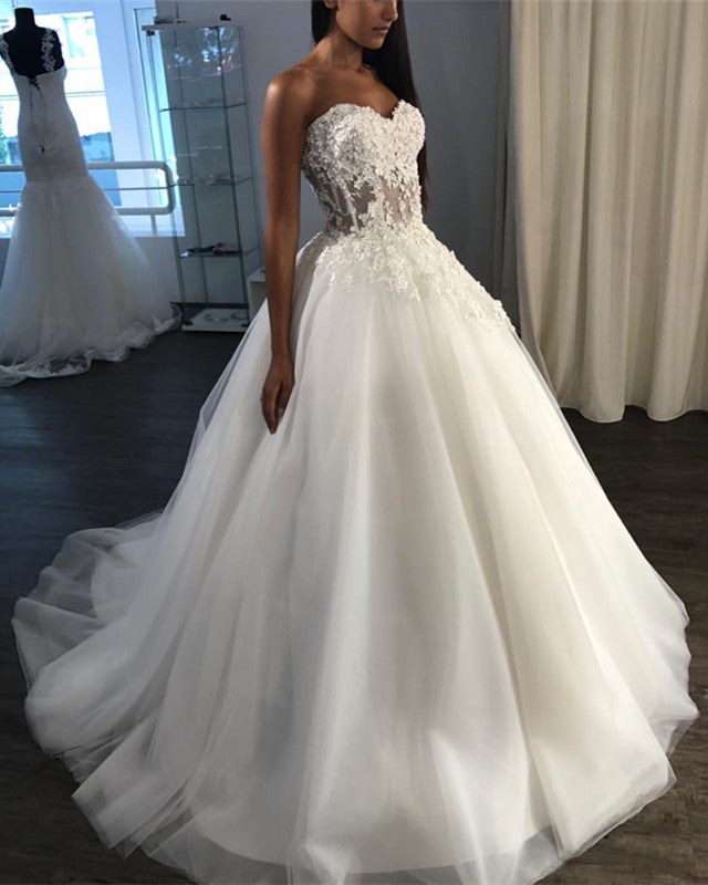 See Through Corset Wedding Dresses Ball Gown Tulle Sweetheart Appliques See Through Corset Wedding Dresses Ball Gown Tulle Sweetheart Appliques