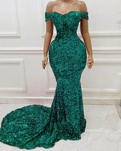 Load image into Gallery viewer, Green Mermaid Sequin Prom Dresses