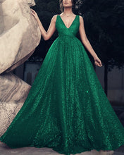 Load image into Gallery viewer, Green Sequin Prom Dresses
