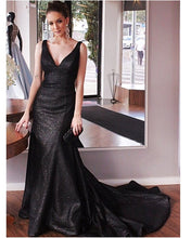 Load image into Gallery viewer, Black Sequin Mermaid Evening Dress 2020
