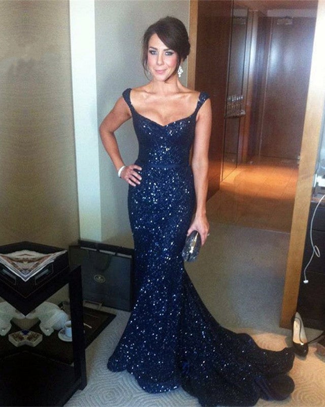 Sequin V-neck Mermaid Court Train Prom Dress Sequin V-neck Mermaid Court Train Prom Dress