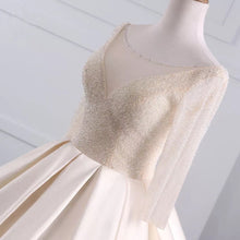 Load image into Gallery viewer, Sequins Beaded V Neck Champagne Wedding Dresses Ball Gowns With Sleeves