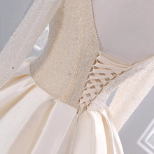 Load image into Gallery viewer, Sequins Beaded V Neck Champagne Wedding Dresses Ball Gowns With Sleeves