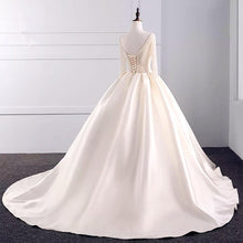 Load image into Gallery viewer, Sequins Beaded V Neck Champagne Wedding Dresses Ball Gowns With Sleeves
