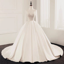 Load image into Gallery viewer, Sequins Beaded V Neck Champagne Wedding Dresses Ball Gowns With Sleeves