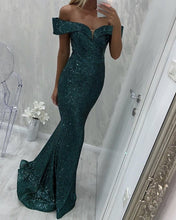 Load image into Gallery viewer, Dark Green Mermaid Prom Gowns