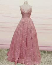 Load image into Gallery viewer, Pink Sequin Prom Dresses