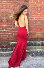 Load image into Gallery viewer, Sexy Deep V-neck Open Back Long Jersey Mermaid Evening Dress
