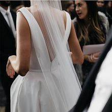 Load image into Gallery viewer, Sexy Leg Split Plunge V-neck Long Satin Wedding Dresses
