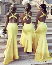 Load image into Gallery viewer, Lemon Yellow Bridesmaid Dresses

