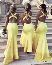 Load image into Gallery viewer, Lemon Yellow Bridesmaid Dresses