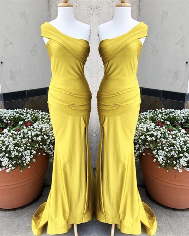 Sexy Mermaid Bridesmaid Dresses One Shoulder High Slit Sexy Mermaid Bridesmaid Dresses One Shoulder High Slit
