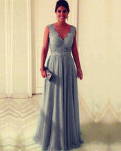 Load image into Gallery viewer, Silver Bridesmaid Dresses Long Chiffon Formal Gown
