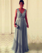 Load image into Gallery viewer, Silver Bridesmaid Dresses Long Chiffon Formal Gown