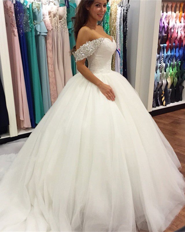 ruched off the shoulder wedding dress Sexy Off Shoulder Ruched Sweetheart Chapel Train Wedding Dresses Ball Gowns Lace Appliques