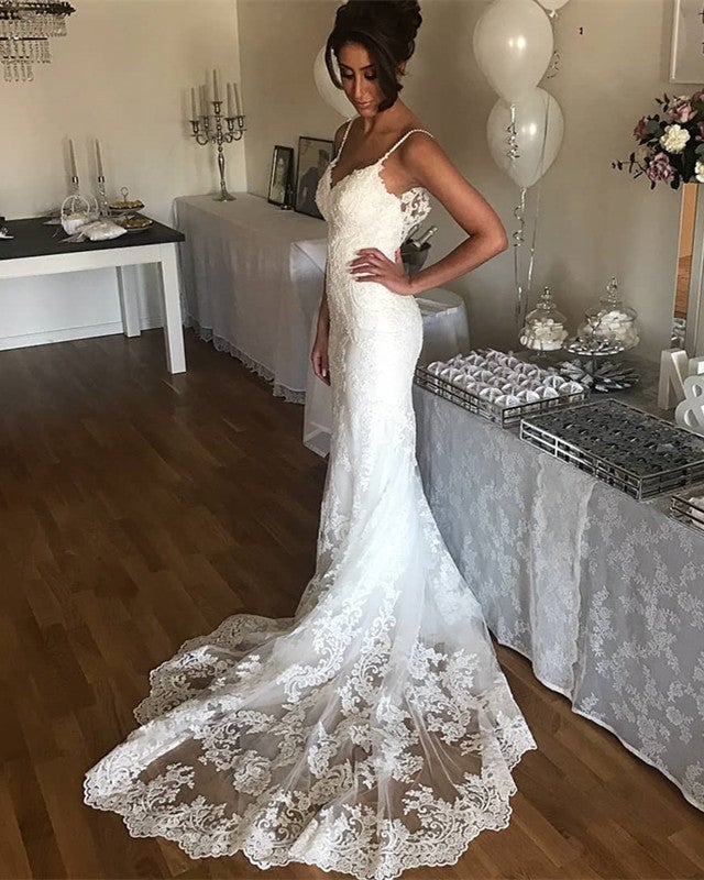 Sexy Spaghetti Straps Sweetheart Lace Mermaid Wedding Dresses Sexy Spaghetti Straps Sweetheart Lace Mermaid Wedding Dresses