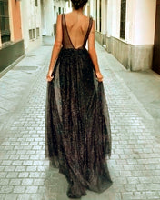Load image into Gallery viewer, Long Sequin Black Prom Dresses 2020