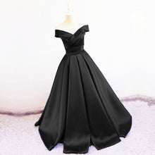 Load image into Gallery viewer, Sexy V Neck Off The Shoulder Satin Ball Gown Prom Dress Beaded Sashes