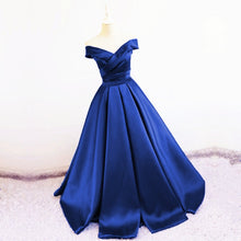 Load image into Gallery viewer, Sexy V Neck Off The Shoulder Satin Ball Gown Prom Dress Beaded Sashes