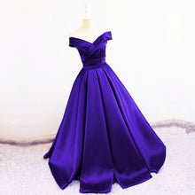 Load image into Gallery viewer, Sexy V Neck Off The Shoulder Satin Ball Gown Prom Dress Beaded Sashes
