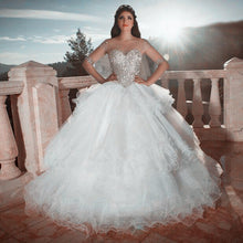 Load image into Gallery viewer, Sheer Long Sleeves Organza Ruffles Wedding Dress Ball Gowns