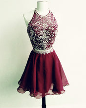 Load image into Gallery viewer, Short Beaded Chiffon Two Piece Dress