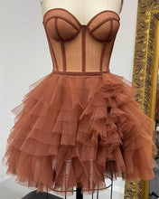 Load image into Gallery viewer, Short Brown Corset Prom Dress
