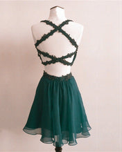 Load image into Gallery viewer, Short Chiffon Two Piece Dress Applique Open Back
