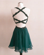 Load image into Gallery viewer, Short Chiffon Two Piece Dress Applique Open Back