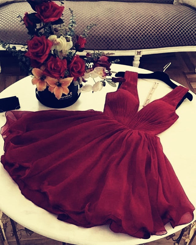 Short Deep V-neck Organza Ruffles Homecoming Dress Short Deep V-neck Organza Ruffles Homecoming Dress