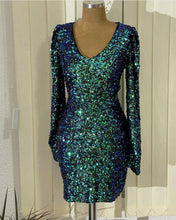Load image into Gallery viewer, Green Long Sleeve Prom Dresses Short