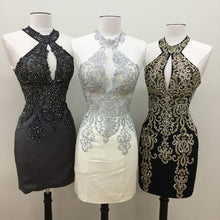 Load image into Gallery viewer, Short Halter Prom Homecoming Dresses Embroidery Beaded-alinanova